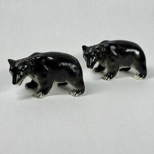 Vintage Mid Century Ceramic Black Bear Salt and Pepper Shakers Made in Japan